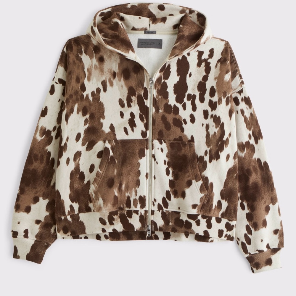Abercrombie & Fitch Brown and White Cow Print Jacket